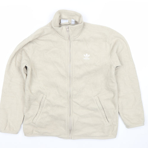 Adidas Womens Beige Fleece Full Zip Jacket Size S