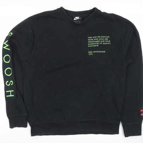 Nike Men's Black Small Pullover Crew Neck Sweatshirt with Logo Embroidery