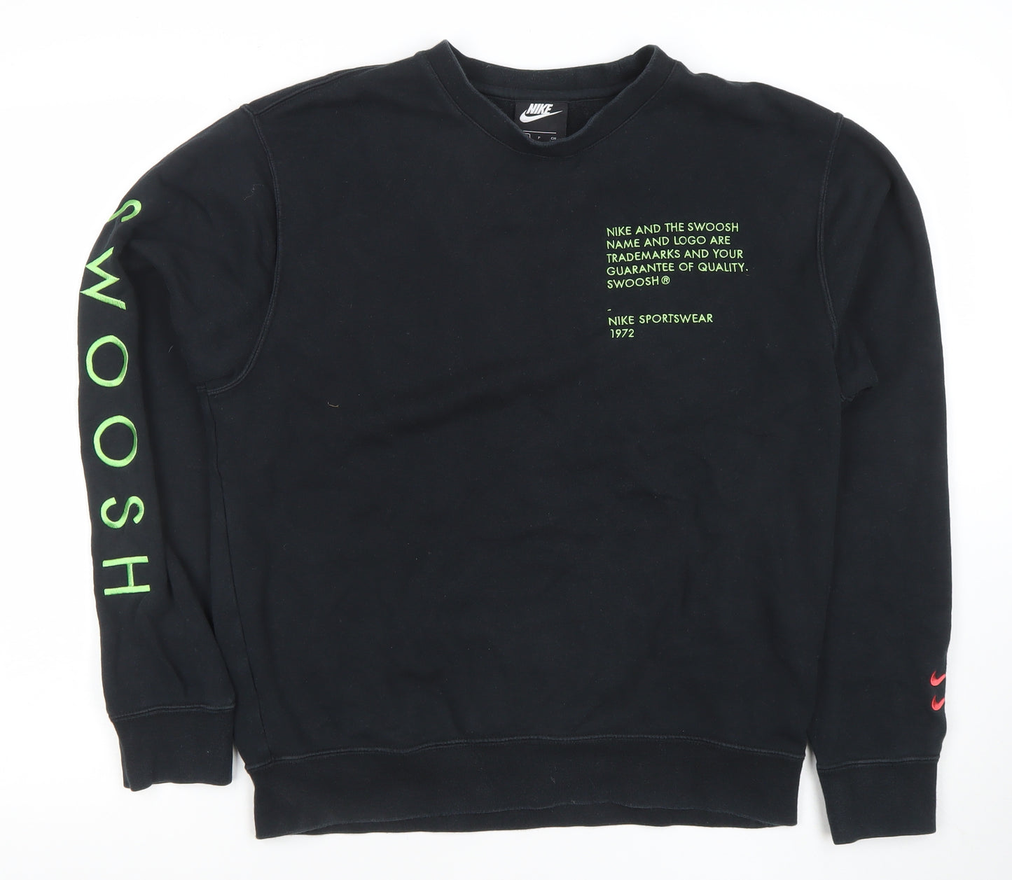 Nike Men's Black Small Pullover Crew Neck Sweatshirt with Logo Embroidery