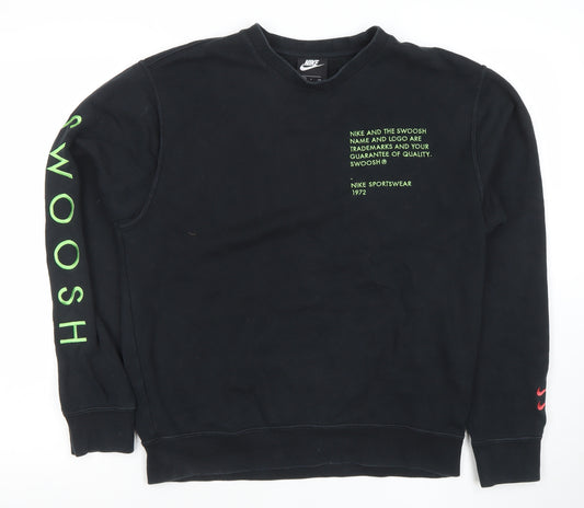 Nike Men's Black Small Pullover Crew Neck Sweatshirt with Logo Embroidery