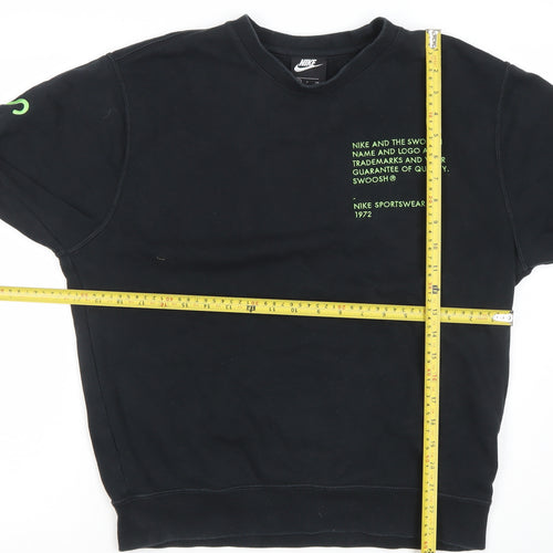 Nike Men's Black Small Pullover Crew Neck Sweatshirt with Logo Embroidery