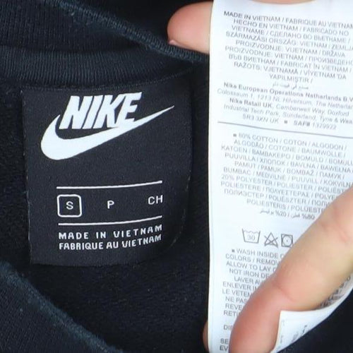 Nike Men's Black Small Pullover Crew Neck Sweatshirt with Logo Embroidery