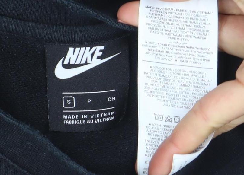 Nike Men's Black Small Pullover Crew Neck Sweatshirt with Logo Embroidery