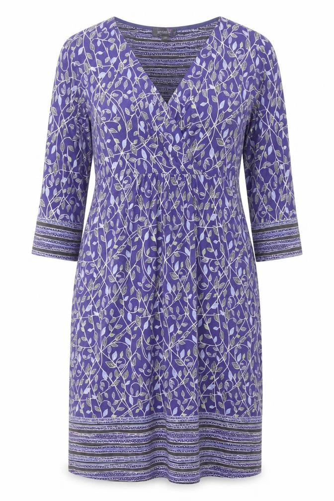 Marks and Spencer Per Una Purple Floral Ruched V-Neck Shift Dress Women’s Size 12