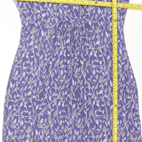 Marks and Spencer Per Una Purple Floral Ruched V-Neck Shift Dress Women’s Size 12