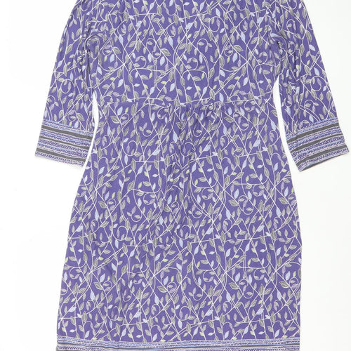 Marks and Spencer Per Una Purple Floral Ruched V-Neck Shift Dress Women’s Size 12