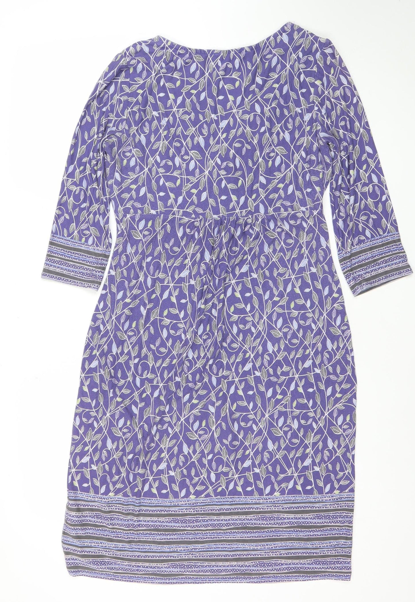 Marks and Spencer Per Una Purple Floral Ruched V-Neck Shift Dress Women’s Size 12