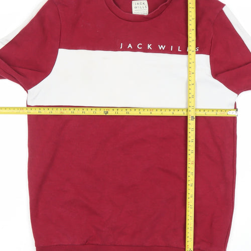 Jack Wills Men's Red Small Crew Neck Logo Sweatshirt