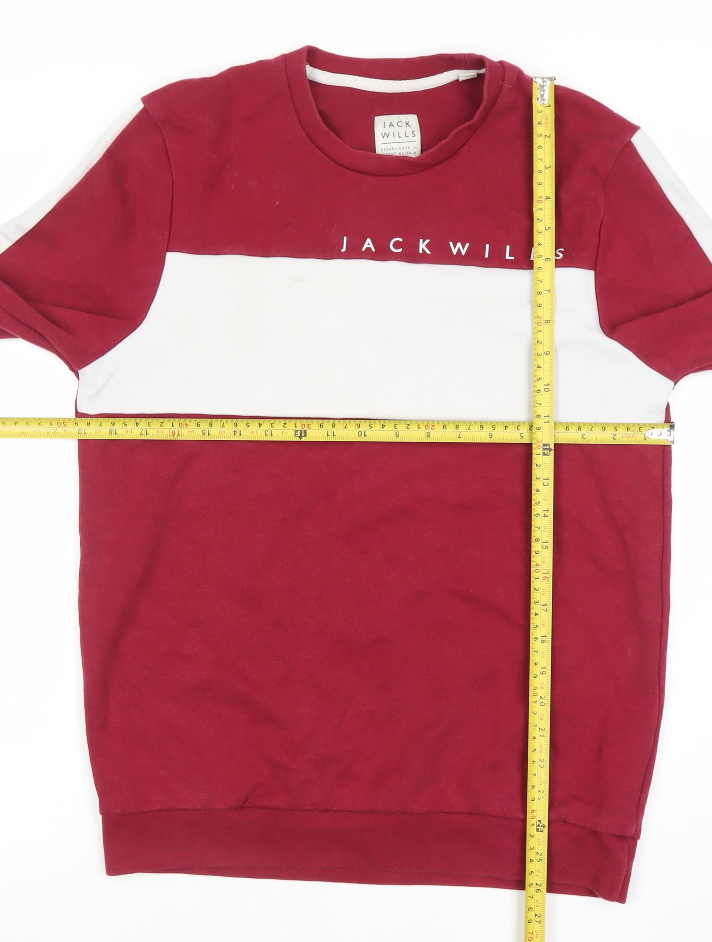 Jack Wills Men's Red Small Crew Neck Logo Sweatshirt