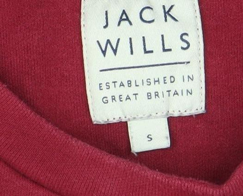 Jack Wills Men's Red Small Crew Neck Logo Sweatshirt