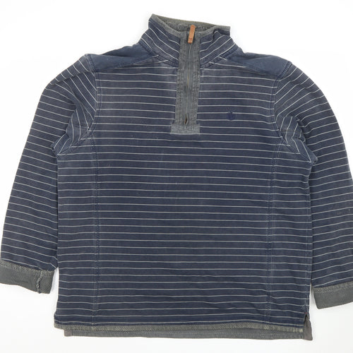 Fat Face Men's Blue Striped 1/4 Zip Long Sleeve Polo Shirt Size L