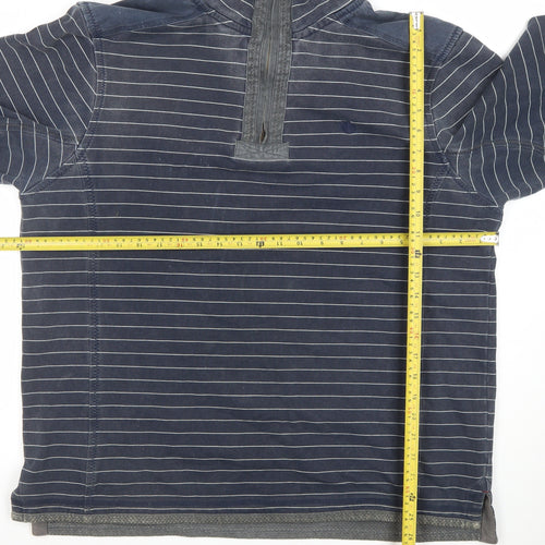 Fat Face Men's Blue Striped 1/4 Zip Long Sleeve Polo Shirt Size L