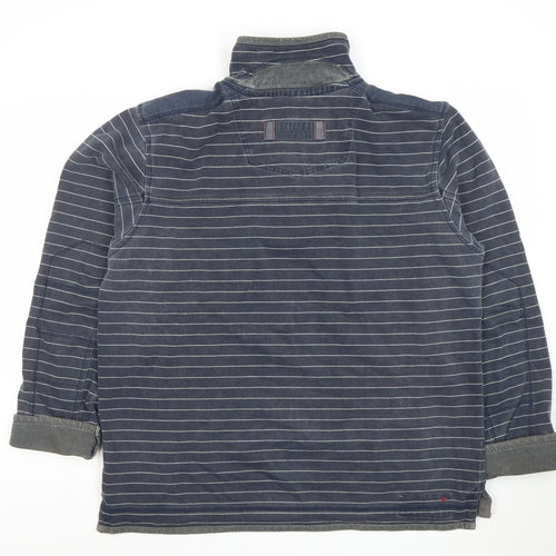 Fat Face Men's Blue Striped 1/4 Zip Long Sleeve Polo Shirt Size L