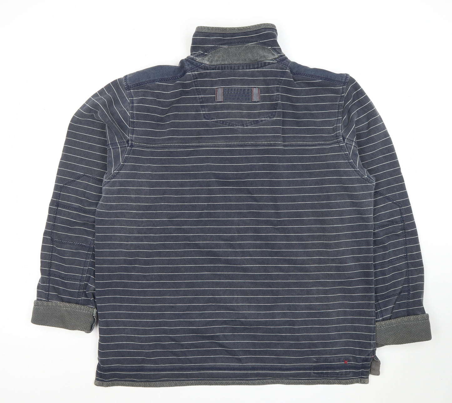 Fat Face Men's Blue Striped 1/4 Zip Long Sleeve Polo Shirt Size L