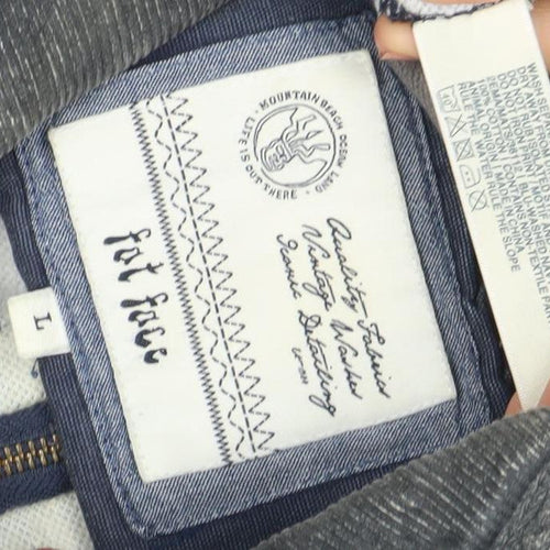 Fat Face Men's Blue Striped 1/4 Zip Long Sleeve Polo Shirt Size L