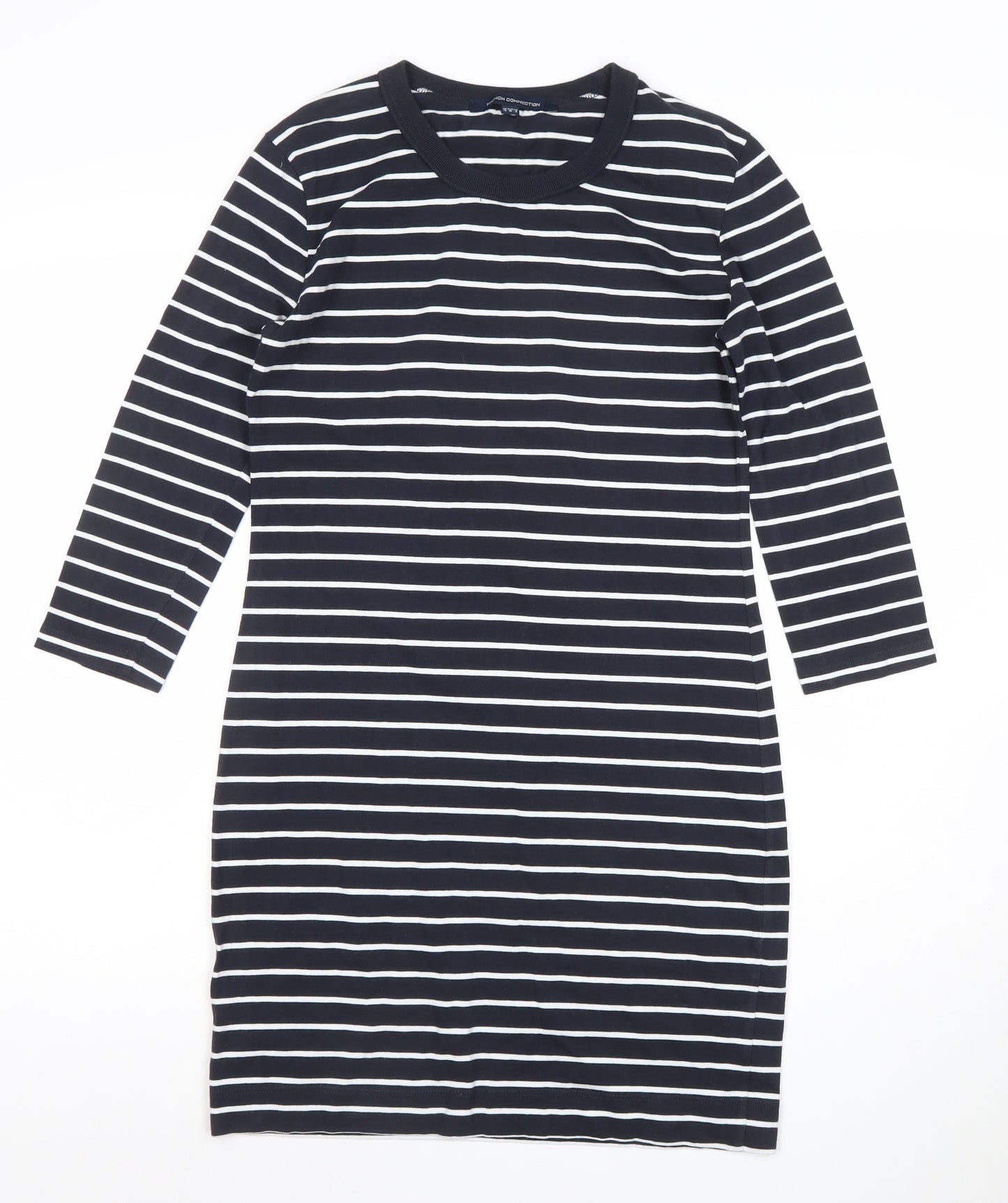 French Connection Women Blue Stripe T-Shirt Dress Size 12