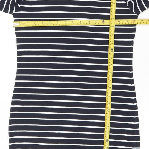 French Connection Women Blue Stripe T-Shirt Dress Size 12