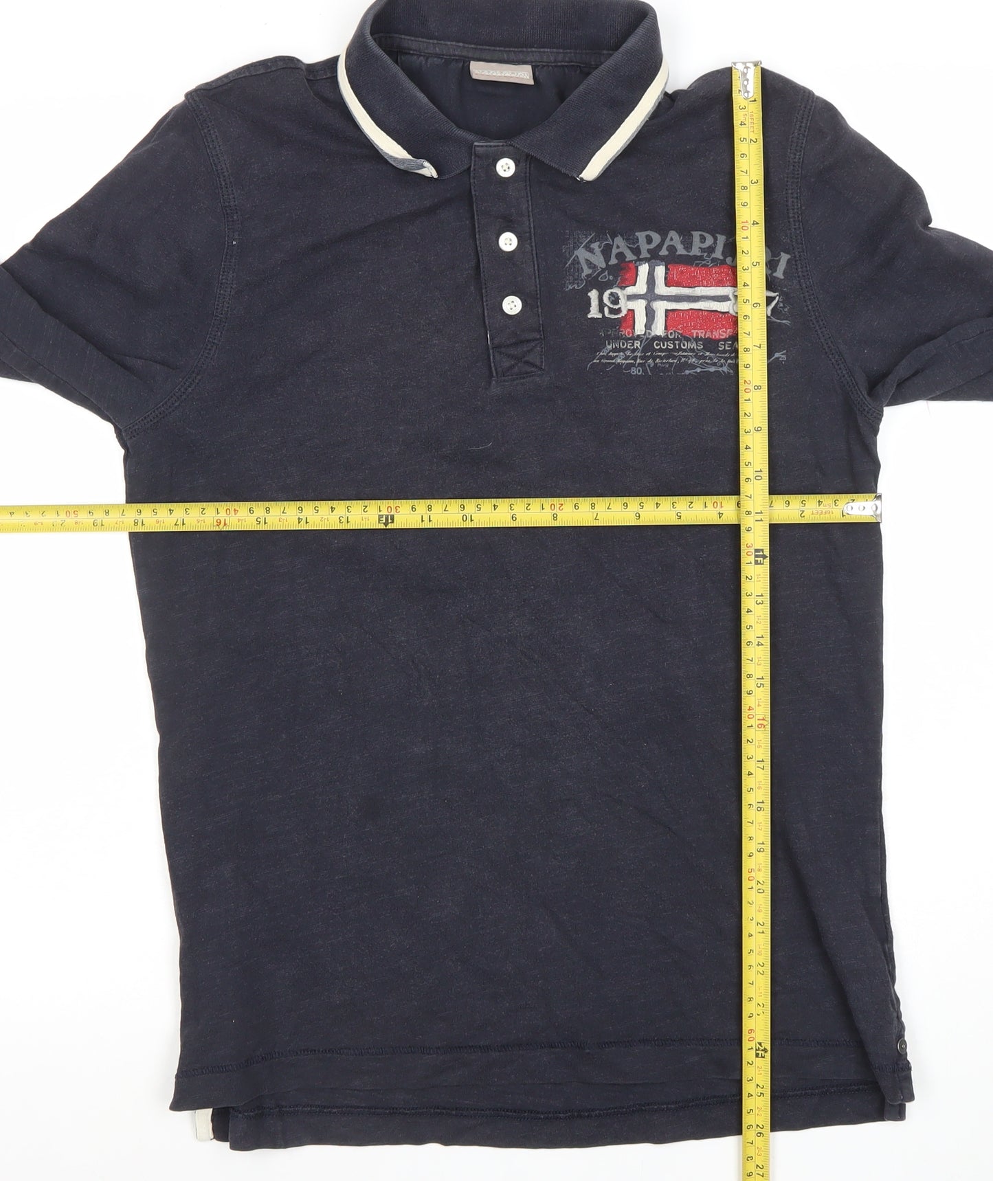 Napapijri Men's Blue Long Sleeve Polo Shirt Size S Cotton