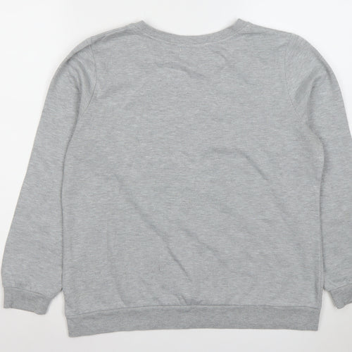 Papaya Womens Grey Sequin Christmas Pullover Sweatshirt Size 14