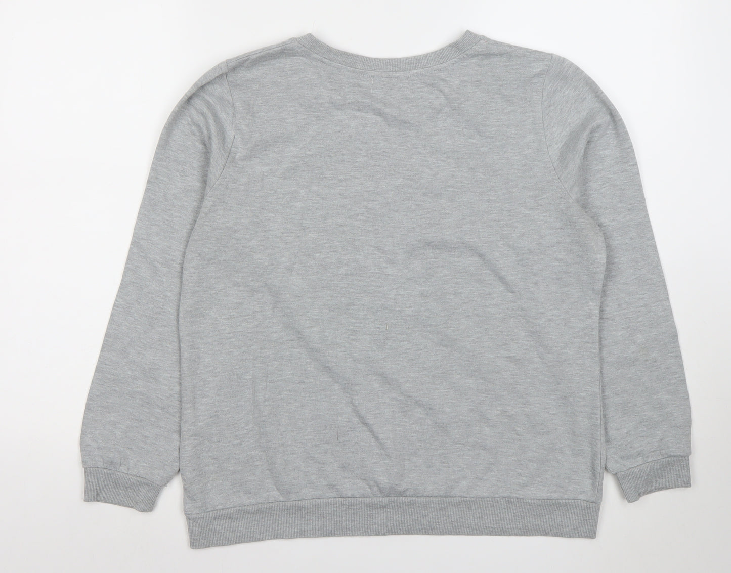 Papaya Womens Grey Sequin Christmas Pullover Sweatshirt Size 14