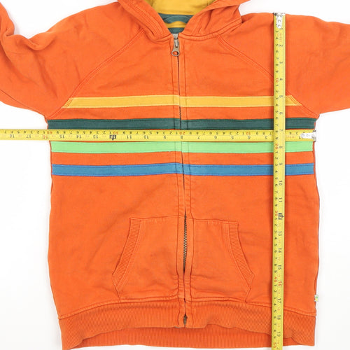 Frugi Girls Orange Stripe Full Zip Hoodie 8-9 Years Organic Cotton