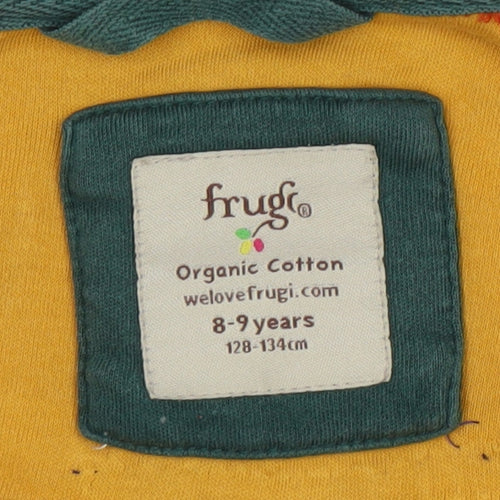 Frugi Girls Orange Stripe Full Zip Hoodie 8-9 Years Organic Cotton