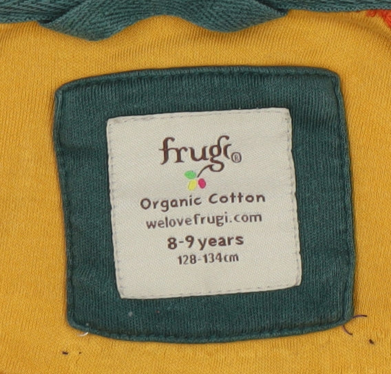Frugi Girls Orange Stripe Full Zip Hoodie 8-9 Years Organic Cotton