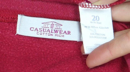 Casualwear Women Red Embroidered Cotton Pullover Sweatshirt Size 20