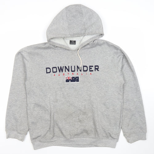 Samsousan Men's Grey Pullover Hoodie S Downunder Embroidered Sweatshirt