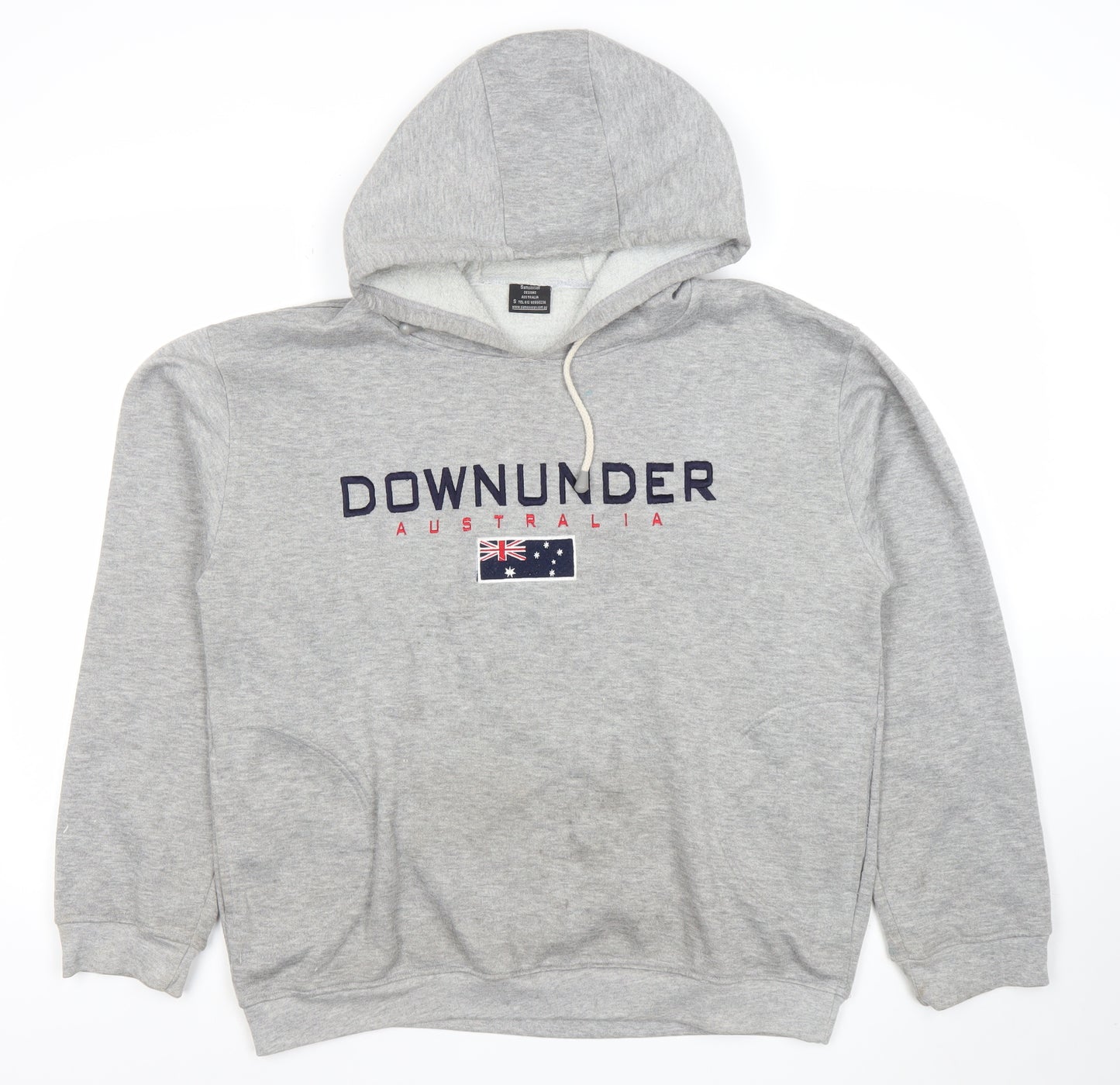 Samsousan Men's Grey Pullover Hoodie S Downunder Embroidered Sweatshirt