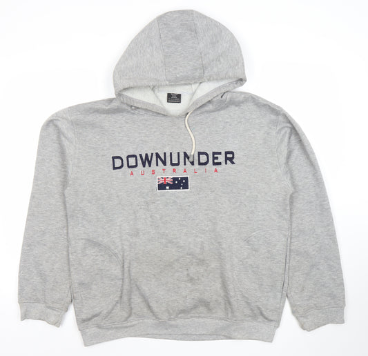 Samsousan Men's Grey Pullover Hoodie S Downunder Embroidered Sweatshirt