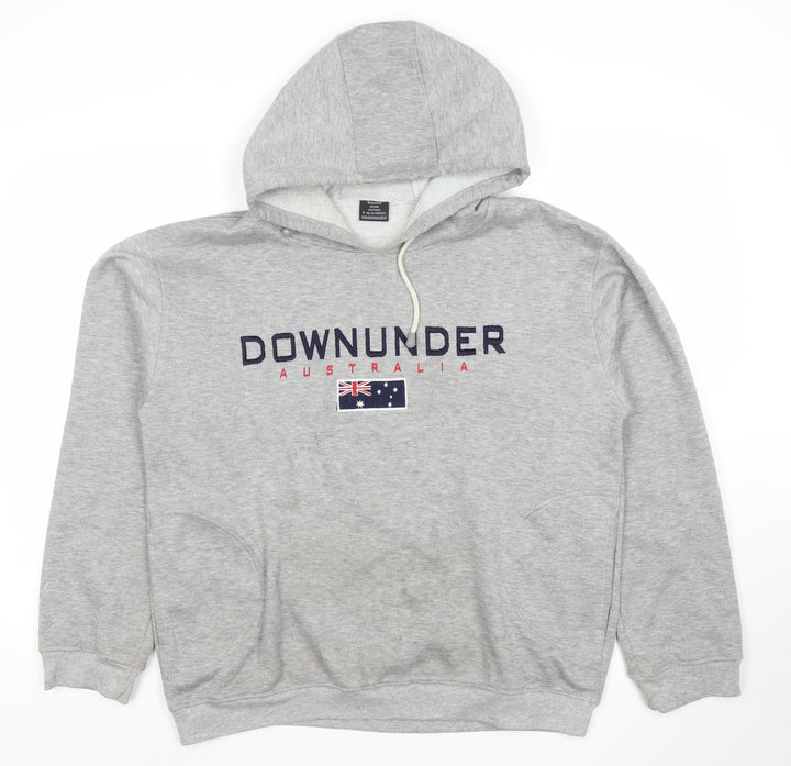 Samsousan Men's Grey Pullover Hoodie S Downunder Embroidered Sweatshirt