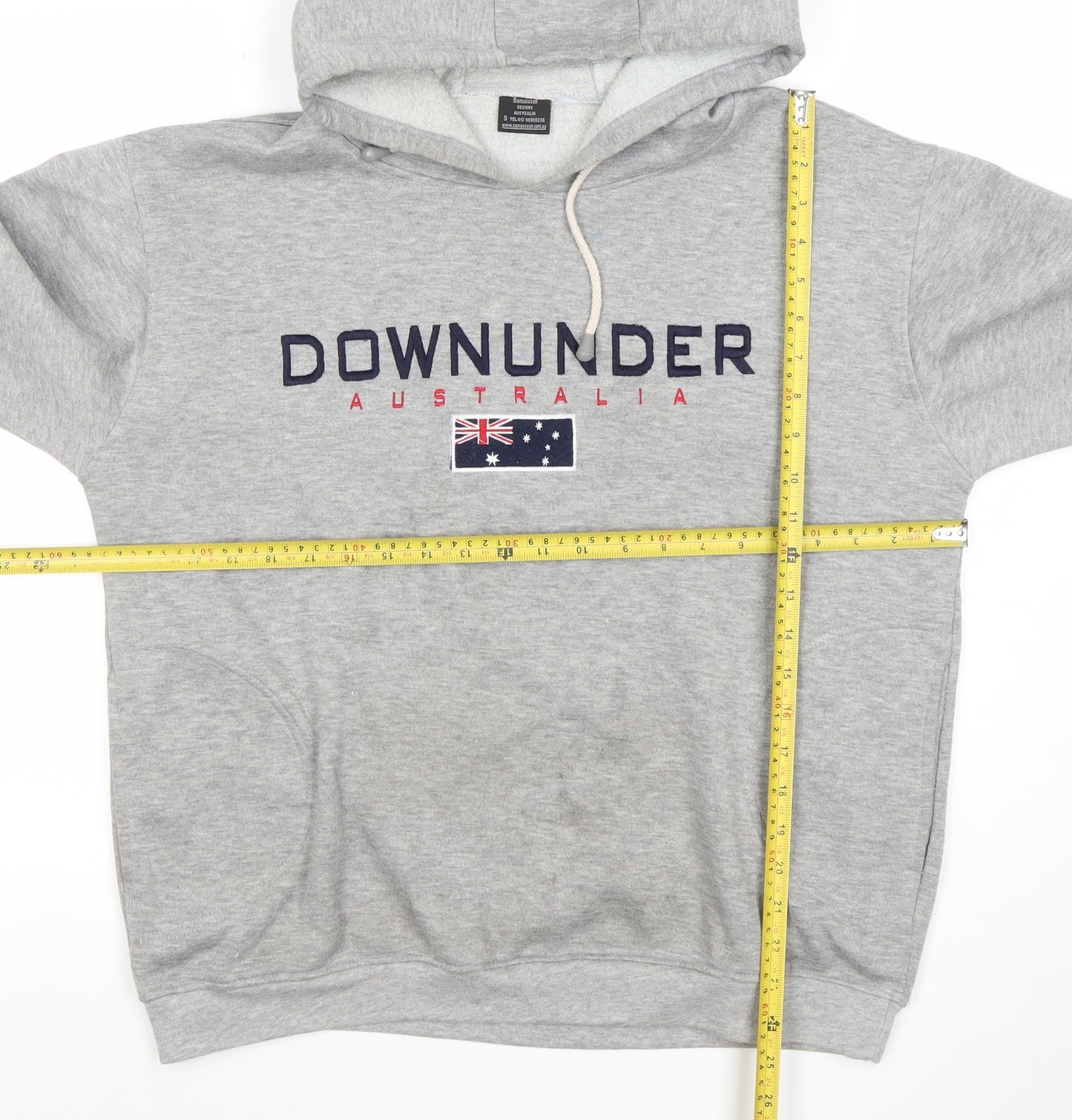 Samsousan Men's Grey Pullover Hoodie S Downunder Embroidered Sweatshirt