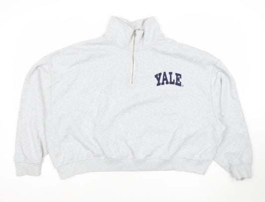 Yale University Grey 1/4 Zip Sweatshirt Women XL Cotton Blend