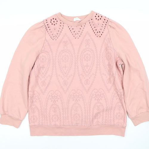 Palmer Girls Pink Cotton Blend Long Sleeve Pullover Sweatshirt 7-8 Years