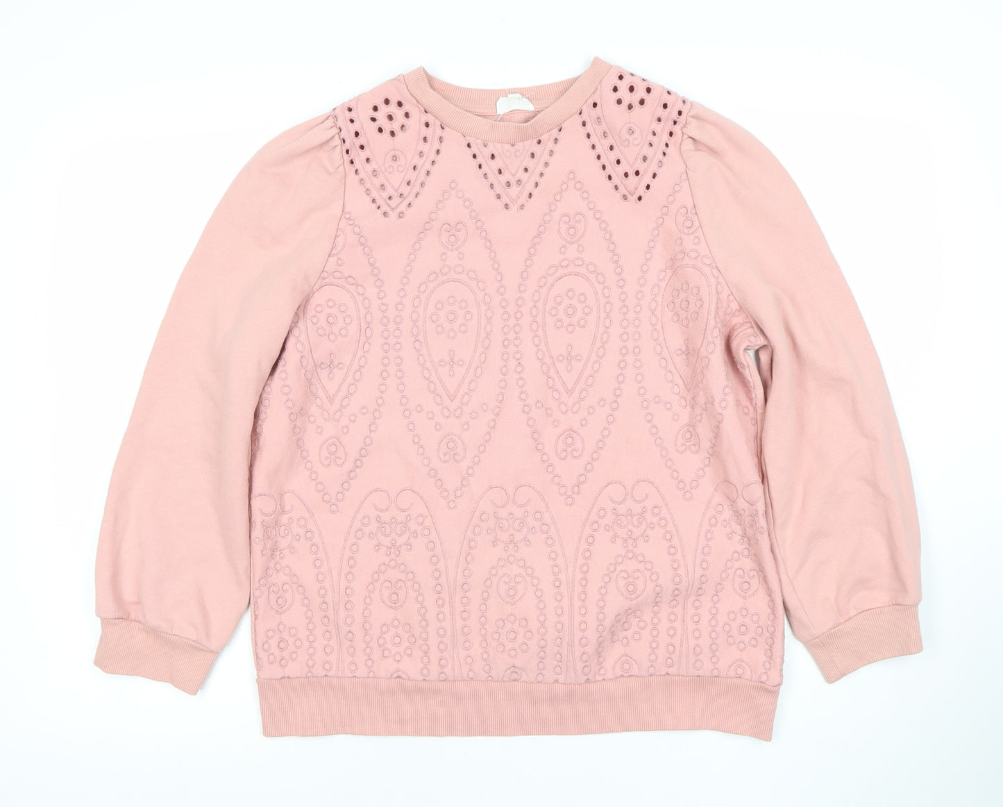 Palmer Girls Pink Cotton Blend Long Sleeve Pullover Sweatshirt 7-8 Years
