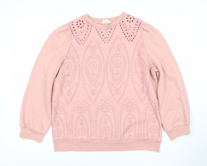 Palmer Girls Pink Cotton Blend Long Sleeve Pullover Sweatshirt 7-8 Years