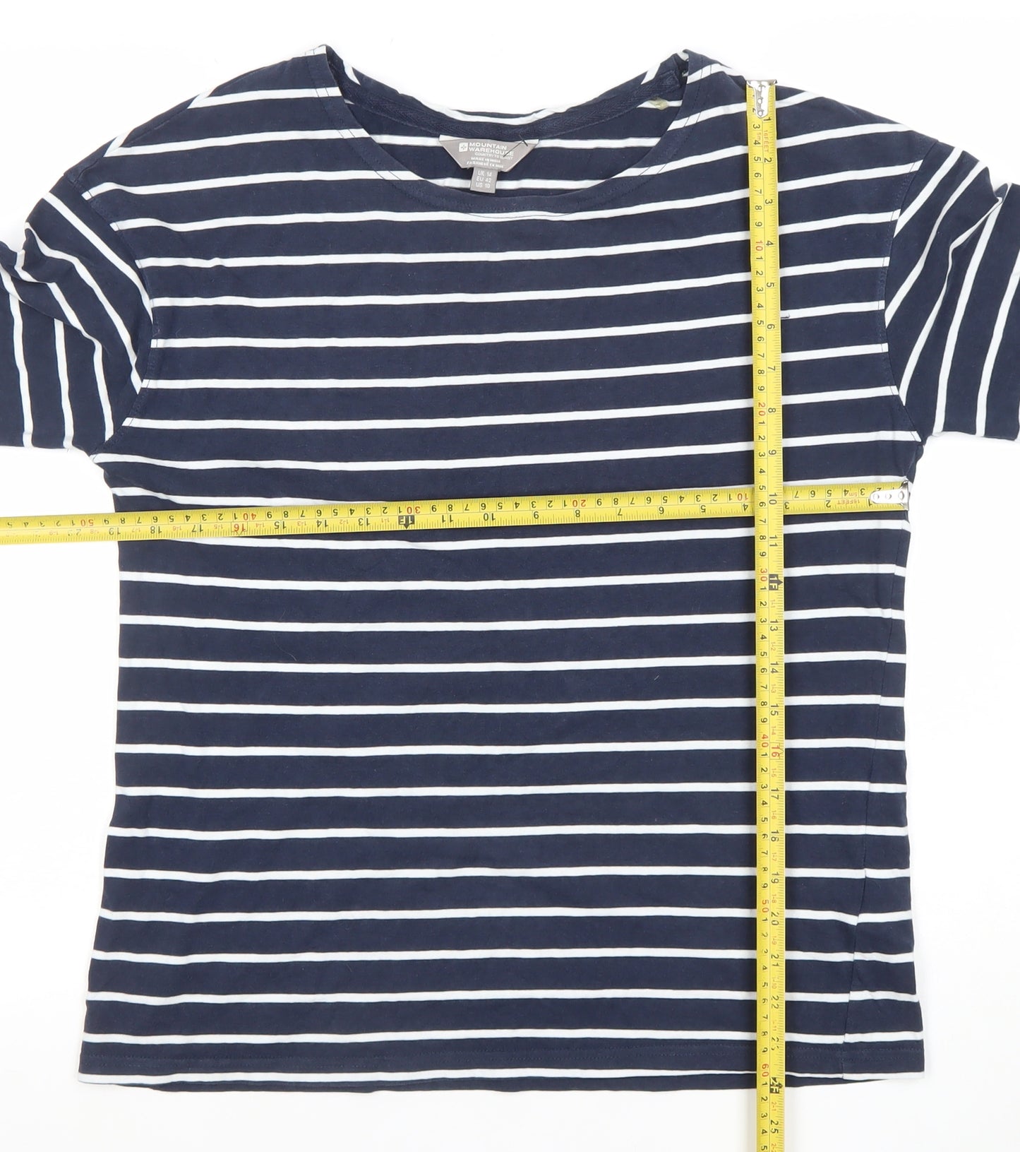 Mountain Warehouse Womens Blue Striped Cotton T-Shirt UK 14
