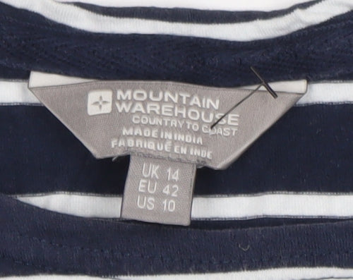 Mountain Warehouse Womens Blue Striped Cotton T-Shirt UK 14
