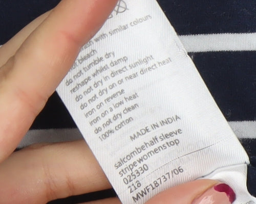 Mountain Warehouse Womens Blue Striped Cotton T-Shirt UK 14