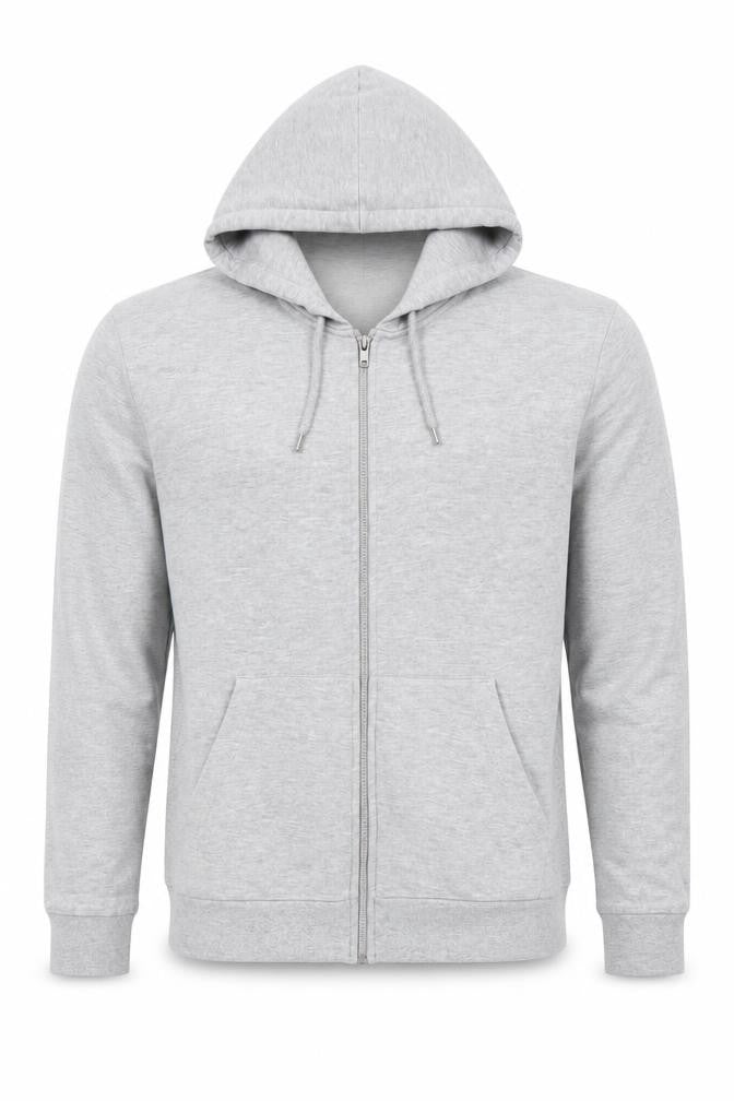 Front view of Topman Men's Grey Full Zip Hoodie Classic Fit, size M