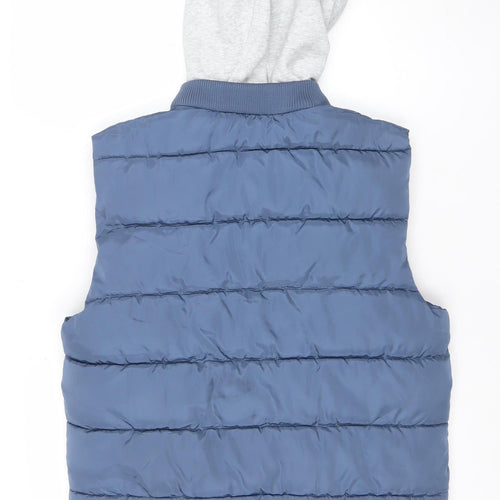 River Island Men's Blue Hooded Puffer Waistcoat M