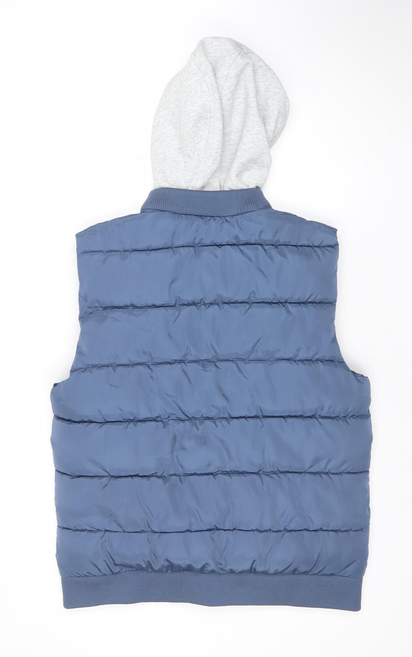 River Island Men's Blue Hooded Puffer Waistcoat M