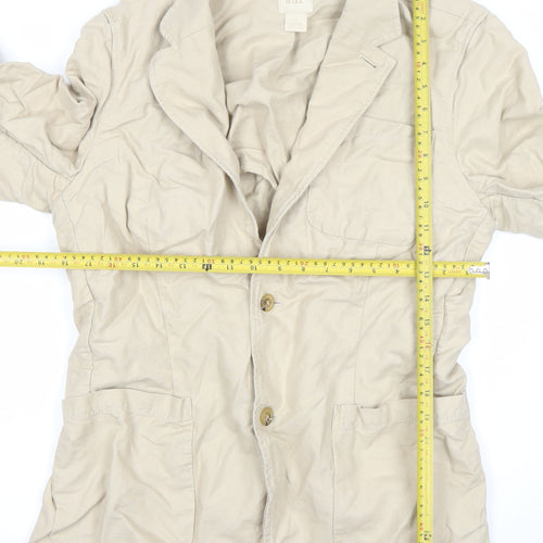 GAP Women Beige Linen Cotton Two-Button Blazer Size M