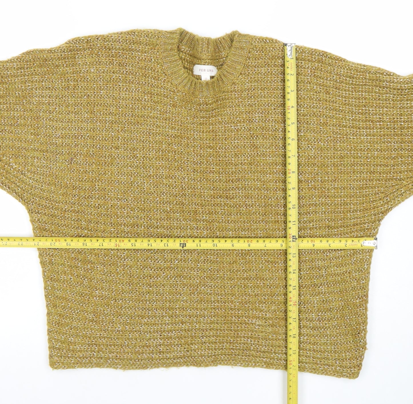 Marks and Spencer Per Una Womens Green Size 12 Chunky Knit Jumper