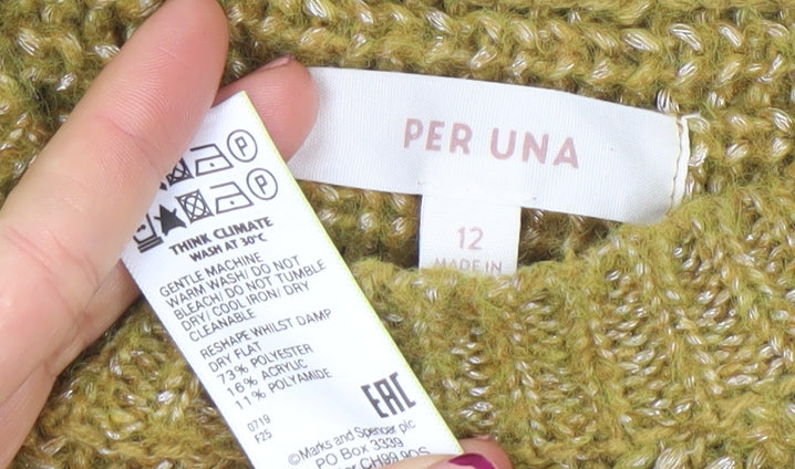 Marks and Spencer Per Una Womens Green Size 12 Chunky Knit Jumper