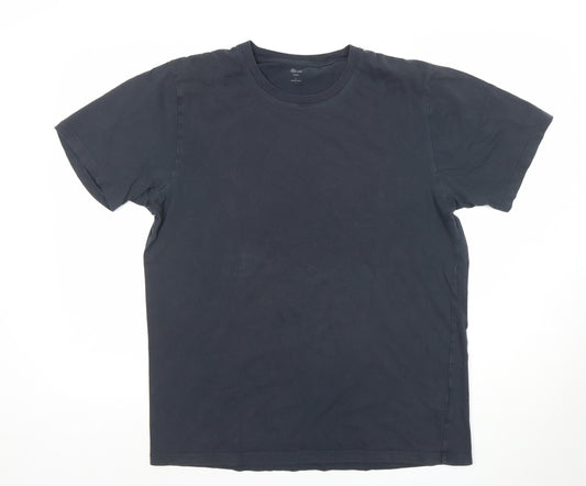 Marks and Spencer Men's Navy Blue Cotton Crew Neck T-Shirt L
