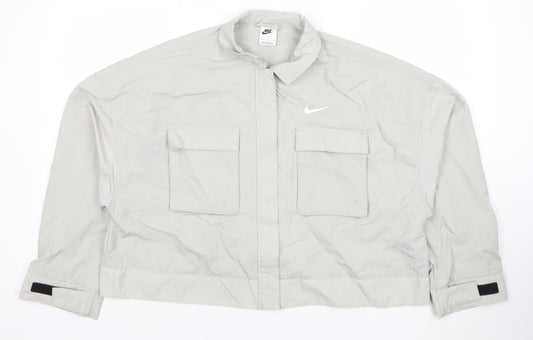 Nike Women Grey Lightweight Cropped Windbreaker Jacket S