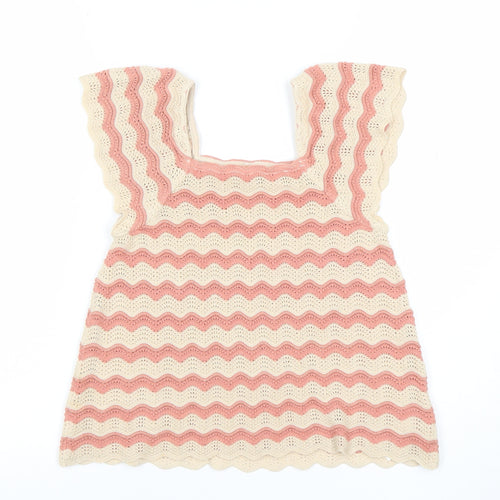 George Girls Pink Ivory Crochet Camisole Top 6-7 Years Sleeveless Summer