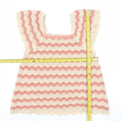 George Girls Pink Ivory Crochet Camisole Top 6-7 Years Sleeveless Summer